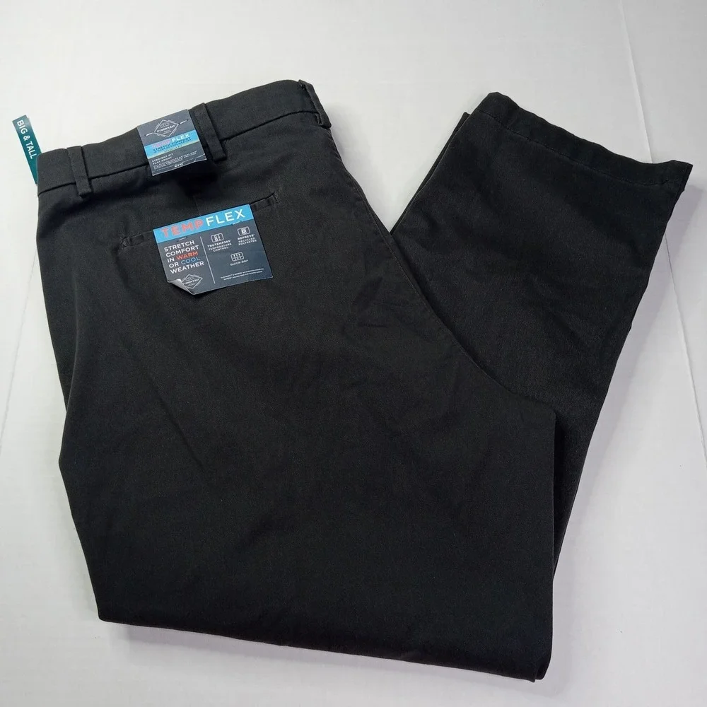 St John's Bay‎ Temp Flex Straight Fit Flat Front Pants Men's 52x29 Dark Charcoal